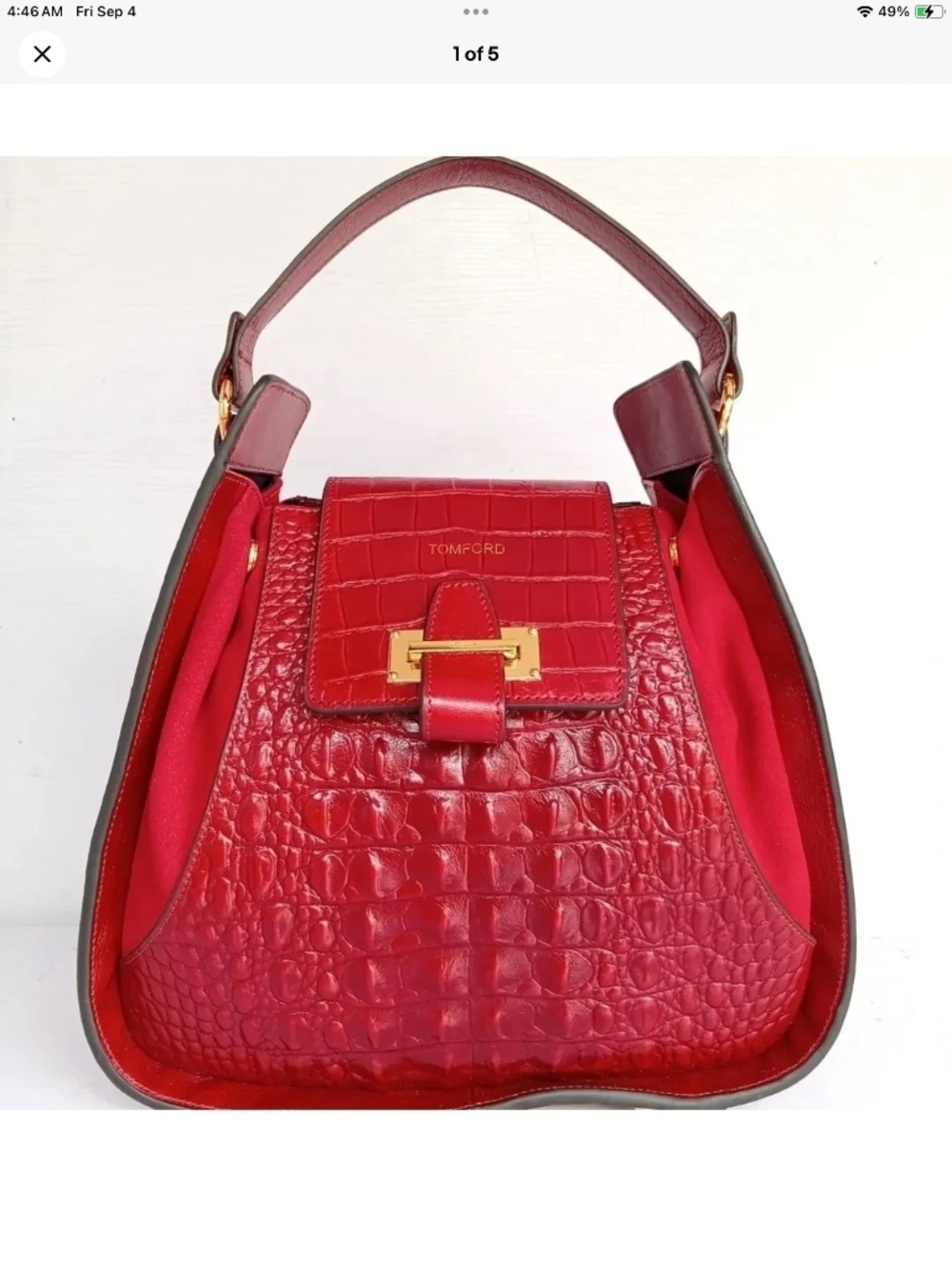 Tom Ford Vintage crocodile skin and suede  handbag with slide closure #exotic